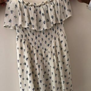 Strapless White with Blue flower dress